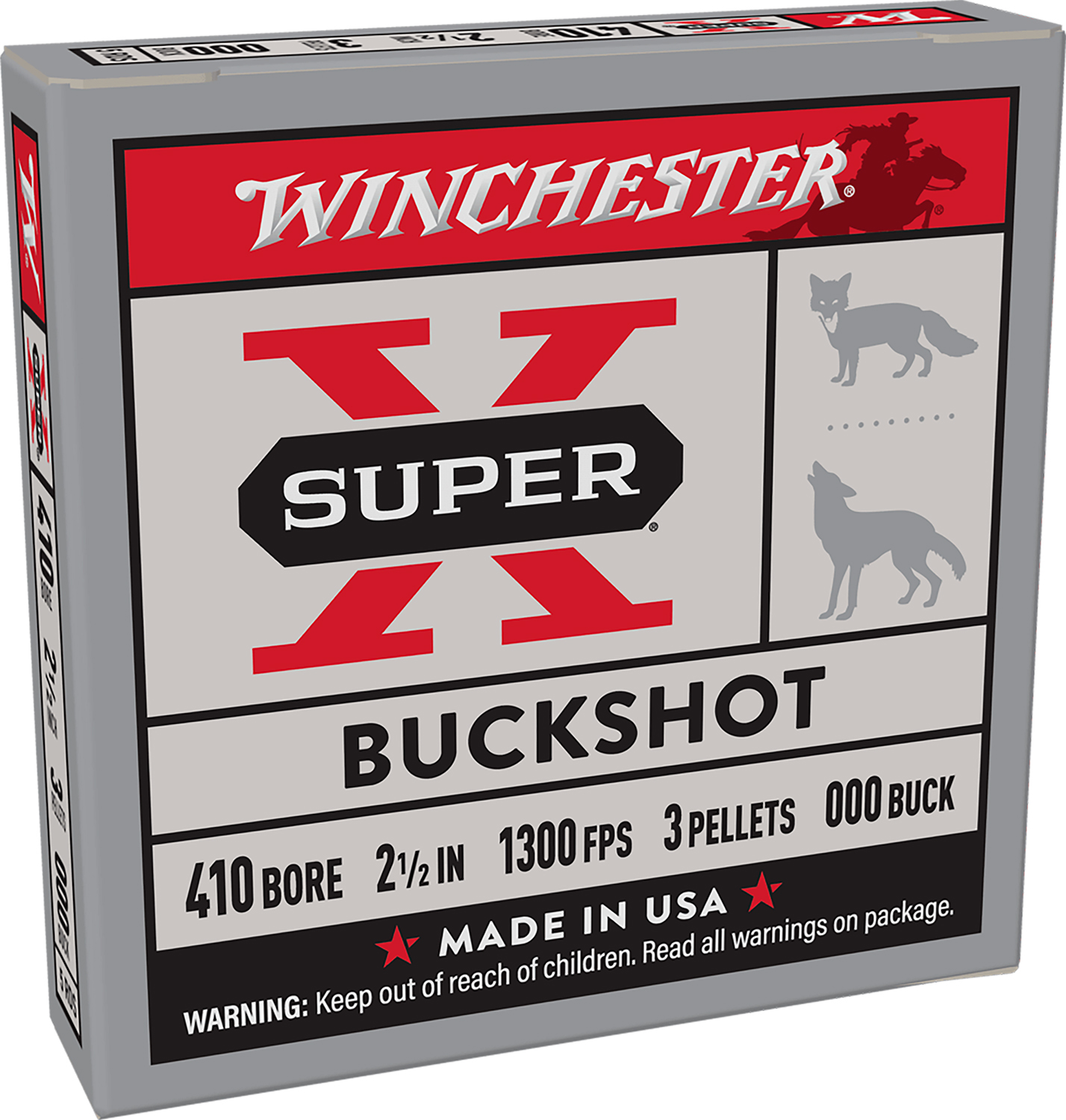 Winchester Ammo XB41000 Super X 410Gauge 2.50″ 3Pellets 000Buck Shot 5 Per Box/50 Case