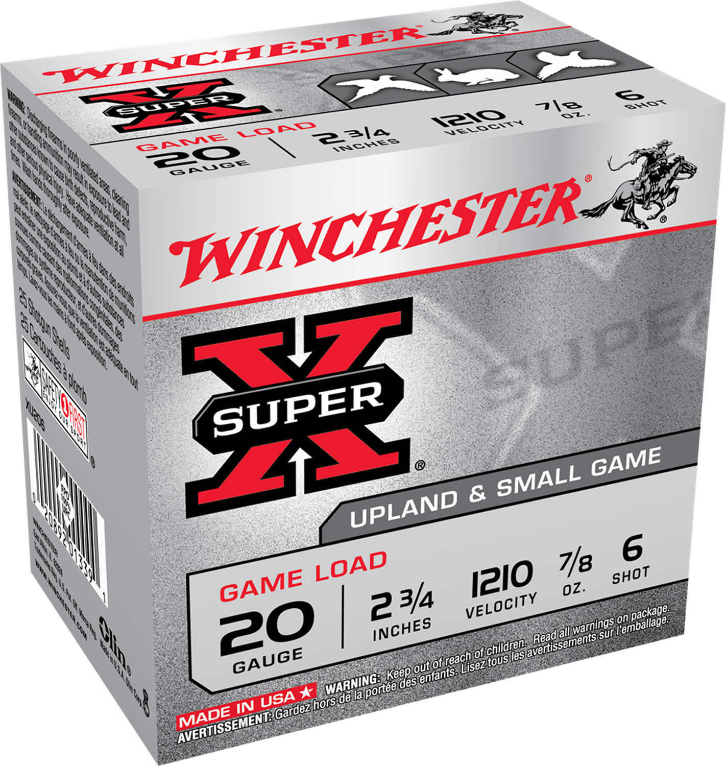 Winchester Ammo XU206 Super X Game Load 20Gauge 2.75″ 7/8oz 6Shot 25 Per Box/10 Case