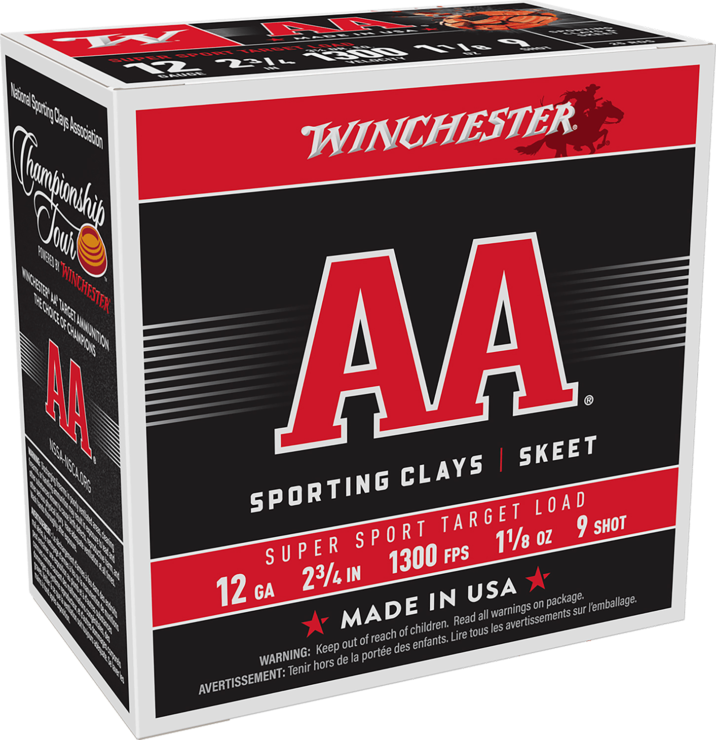 Winchester Ammo AASC129 AA Super Sport Sporting Clay 12Gauge 2.75″ 1 1/8oz 9Shot 25 Per Box/10 Case