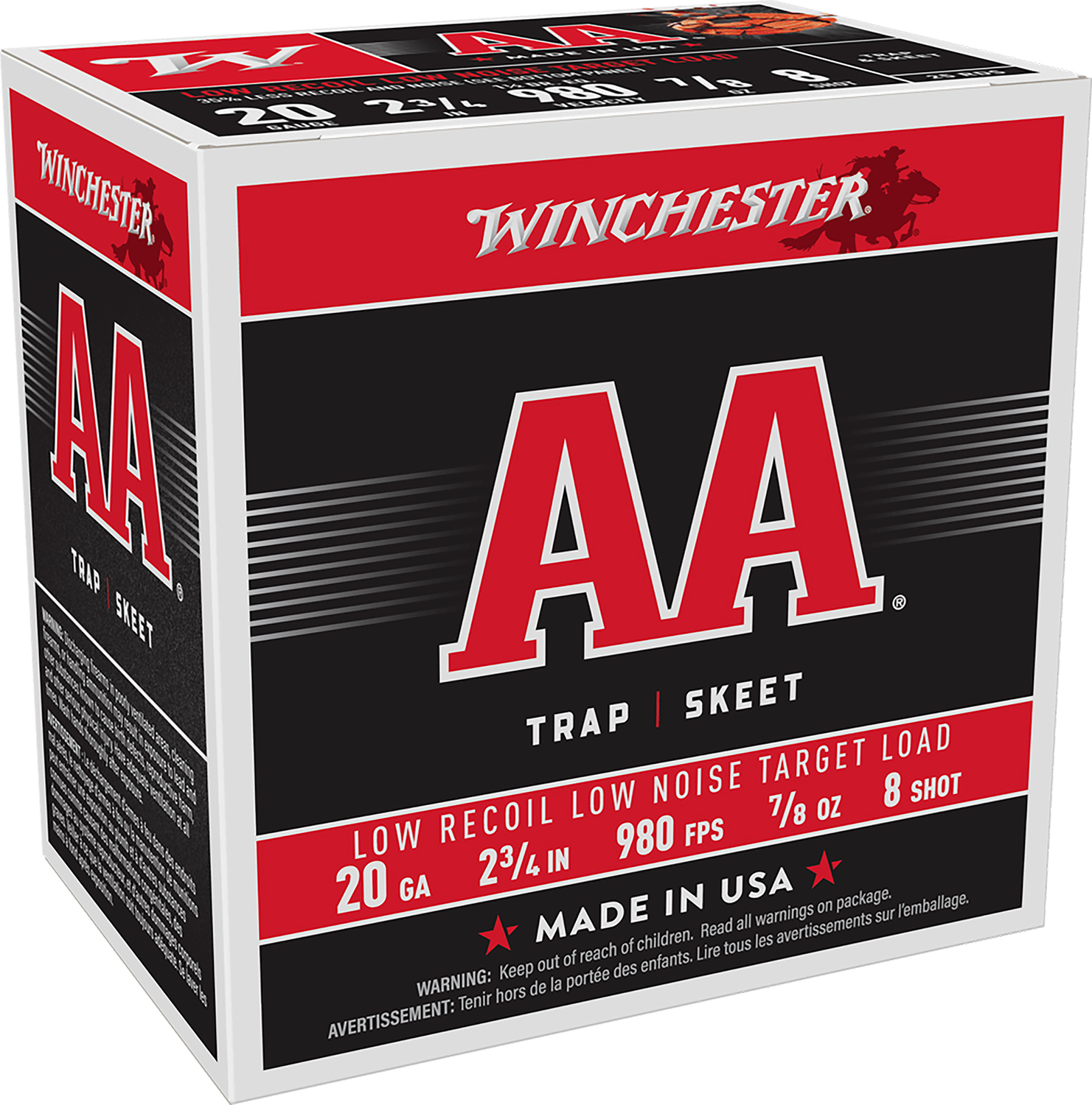 Winchester Ammo AA20FL8 AA Low Recoil 20Gauge 2.75″ 7/8oz 8Shot 25 Per Box/10 Case
