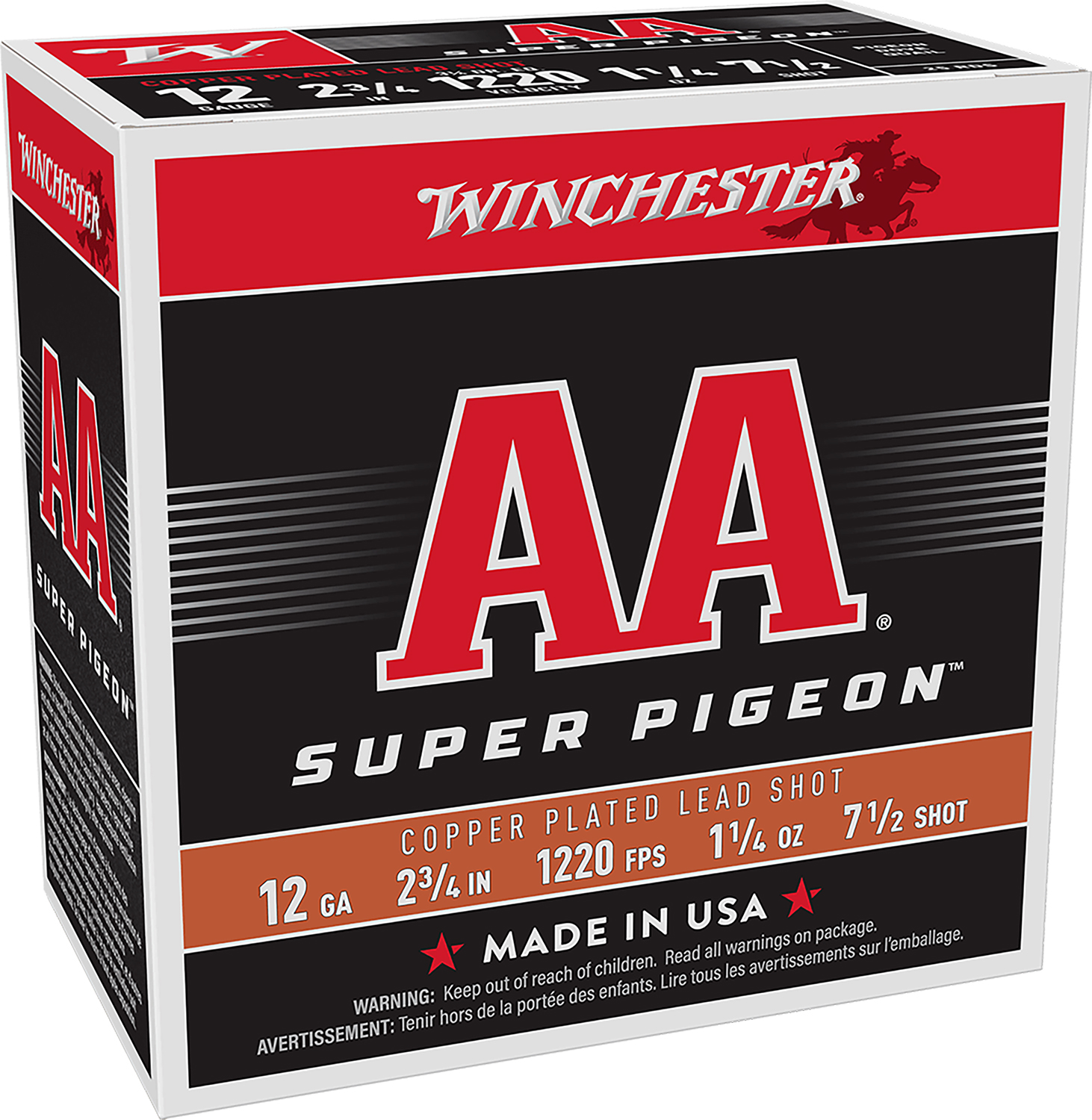 Winchester Ammo AA12SP7 AA Super Pigeon 12Gauge 2.75″ 1 1/4oz 7.5Shot 25 Per Box/10 Case