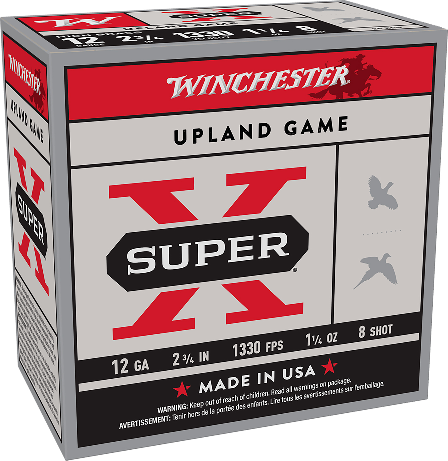 Winchester Ammo X128 Super X Heavy Game Load High Brass 12Gauge 2.75″ 1 1/4oz 8Shot 25 Per Box/10 Case