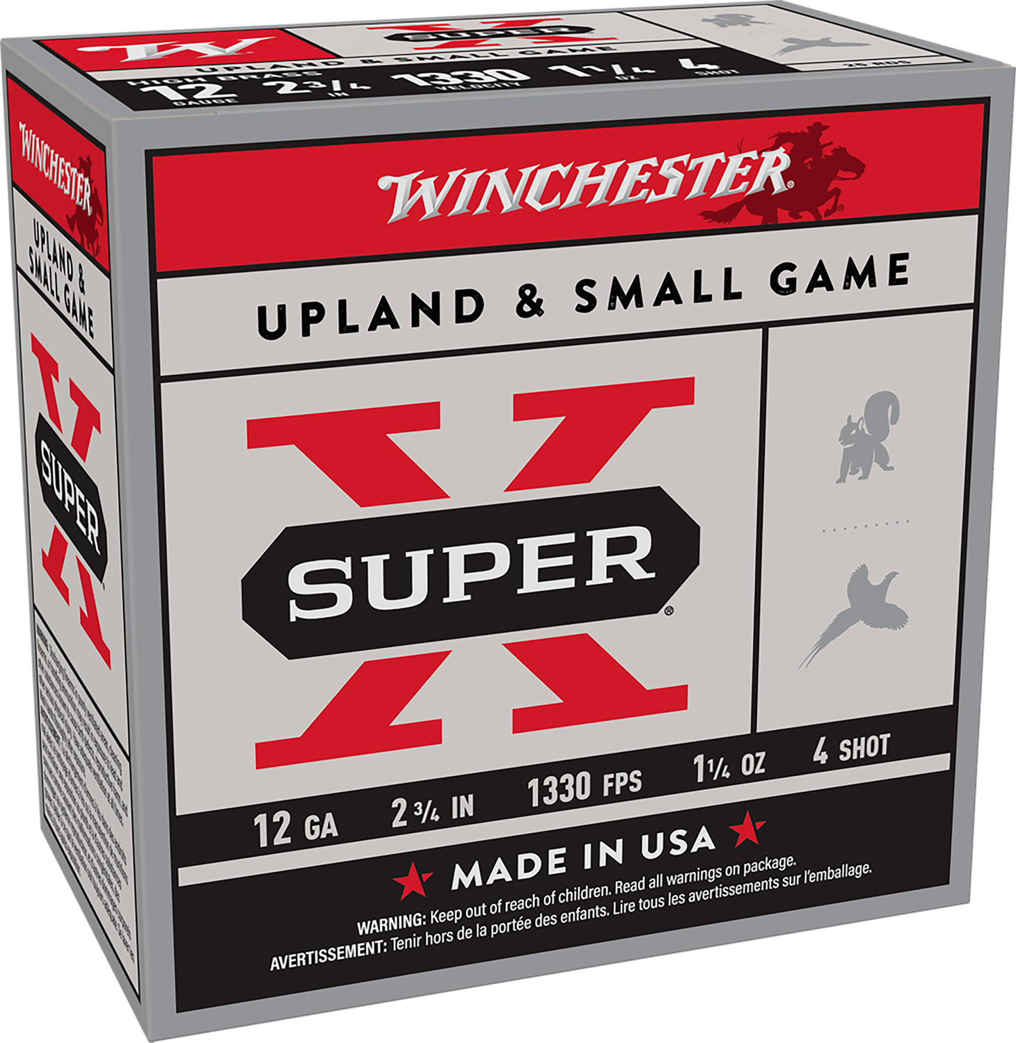 Winchester Ammo X124 Super X Game Load High Brass 12Gauge 2.75″ 1 1/4oz 4Shot 25 Per Box/10 Case