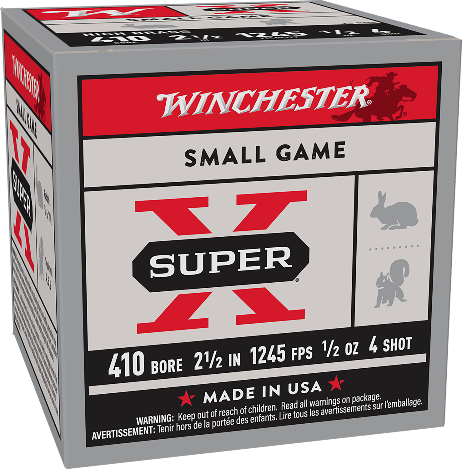 Winchester Ammo X414 Super X Heavy Game Load High Brass 410Gauge 2.50″ 1/2oz 4Shot 25 Per Box/10 Case