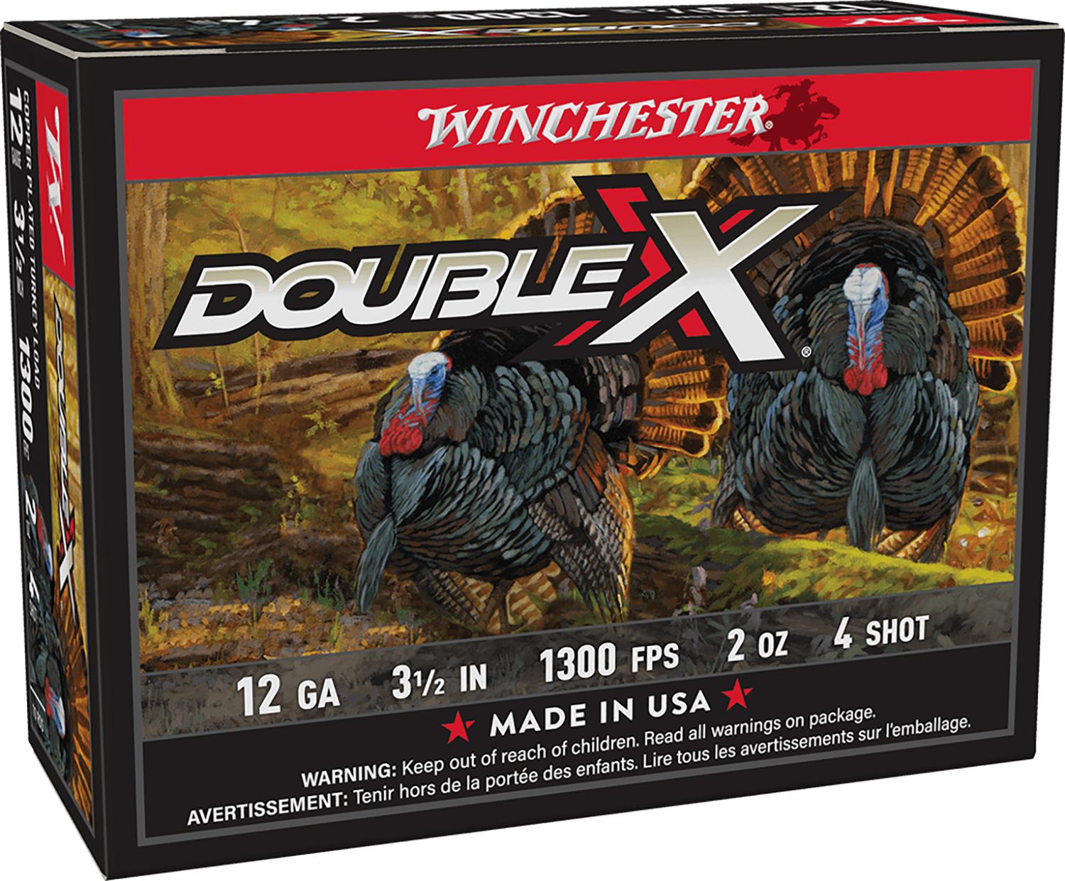 Winchester Ammo STH12354 Double X High Velocity Turkey 12Gauge 3.50″ 2oz 4Shot 10 Per Box/10 Case