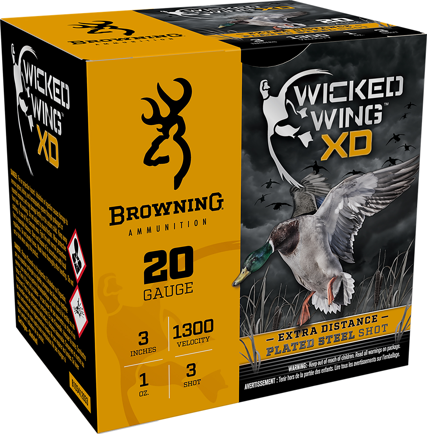 Browning Ammo B193412033 Wicked Wing XD  20Gauge 3″ 1oz 3Shot 25 Per Box/10 Case