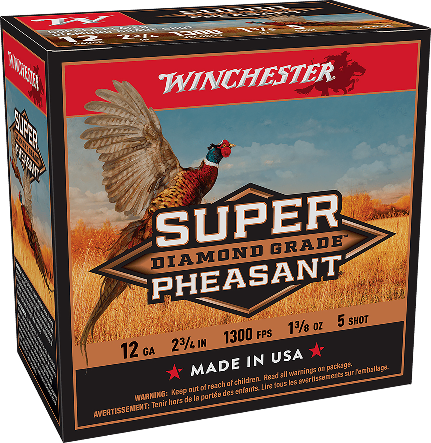 Winchester Ammo SPDG125 Super Pheasant Diamond Grade 12Gauge 2.75″ 1 3/8oz 5Shot 25 Per Box/10 Case
