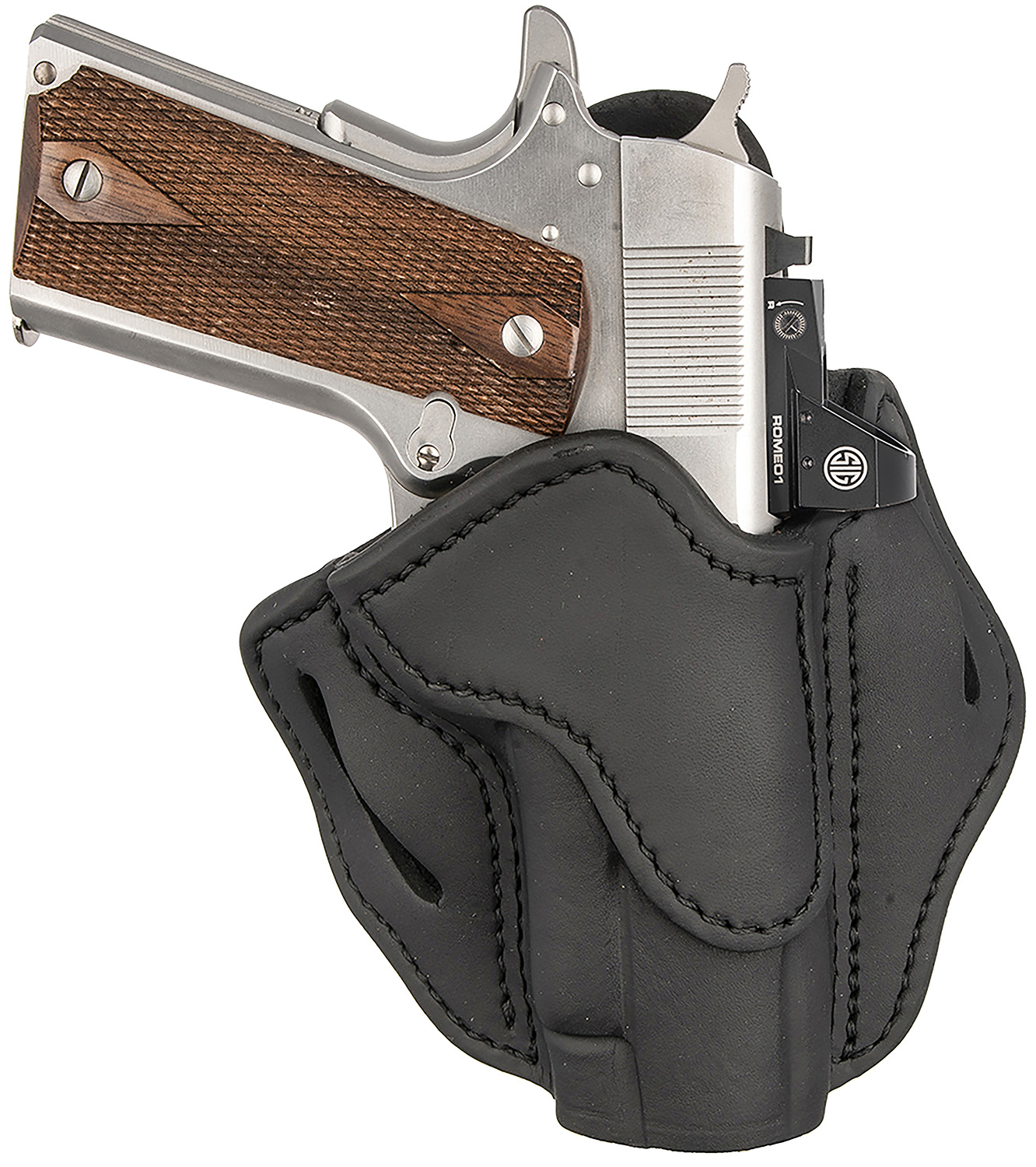 1791 Gunleather ORBH1SSBLR BH1 Optic Ready OWB Stealth Black Leather Belt Slide Fits 4-5″ 1911 Right Hand