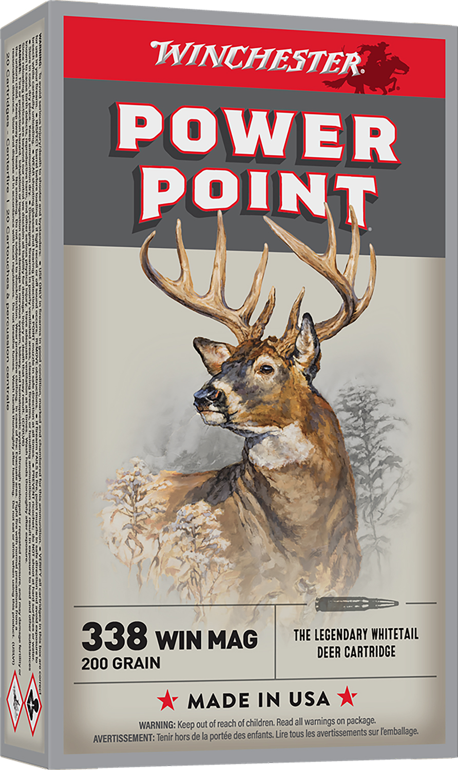 Winchester Ammo X3381 Power-Point  338WinMag 200gr 20 Per Box/10 Case