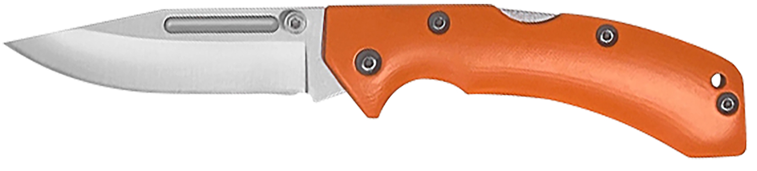 AccuSharp 712C Lockback 3″ Folding Clip Point Plain Stainless Steel Blade/Blaze Orange G10 Handle Includes Allen Wrench