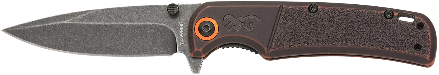 Browning 3220581B Buckmark EDC Slim 3.13″ Folding Drop Point Plain Black Stonewashed D2 Steel Blade, Bronze Stonewashed Polymer Handle, Box Packaging