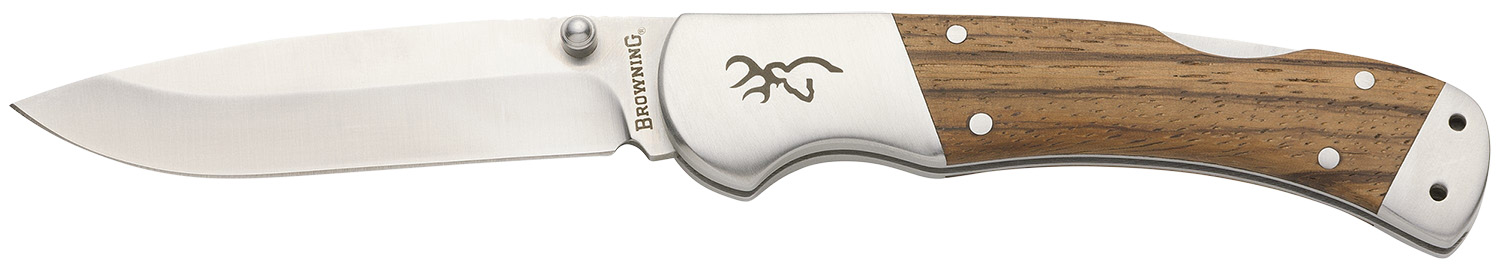 Browning 3220533 Sage Creek Large 3.50″ Folding Drop Point Plain Satin 9Cr18MoV SS Blade, Brown Zebra Wood Handle
