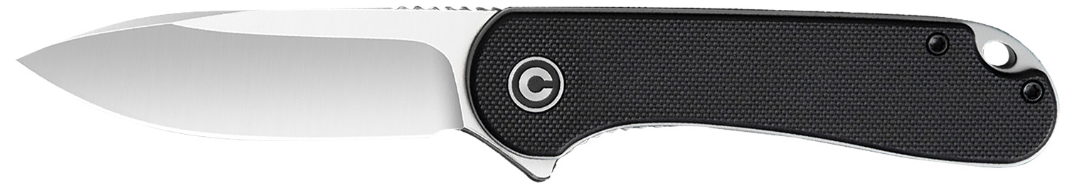 Civivi Knives C907A Elementum  2.96″ Folding Plain Satin D2 Steel Blade, 4.03″ Black Textured G10 Handle