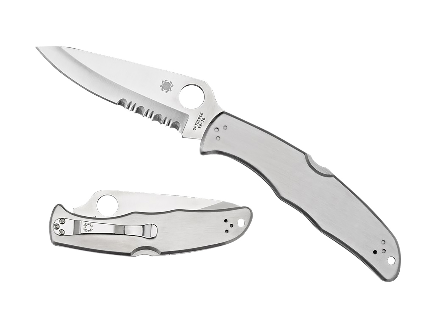 Spyderco C10PS Endura 4  3.85″ Folding Plain Satin VG-10 SS Blade/Satin Stainless Steel Handle Includes Pocket Clip