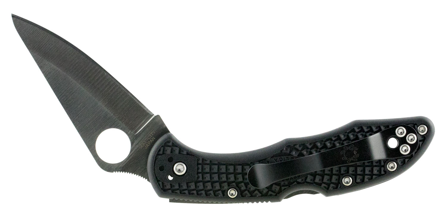 Spyderco C11PBK Delica 4  2.88″ Folding Drop Point Plain VG-10 SS Blade/Black  Textured FRN Handle Includes Pocket Clip