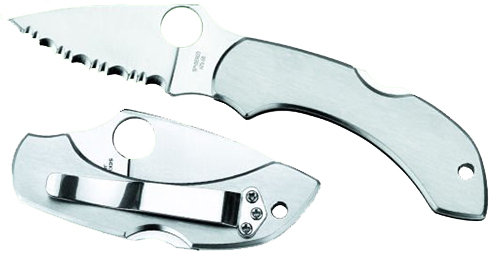 Spyderco C28P Dragonfly 2  2.31″ Folding Clip Point Serrated VG-10 SS Blade Stainless Steel Handle Includes Pocket Clip