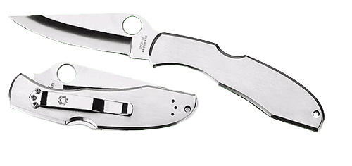 Spyderco C10S Endura 4  3.85″ Folding Clip Point Part Serrated VG-10 SS Blade Satin Stainless Steel Handle Includes Pocket Clip
