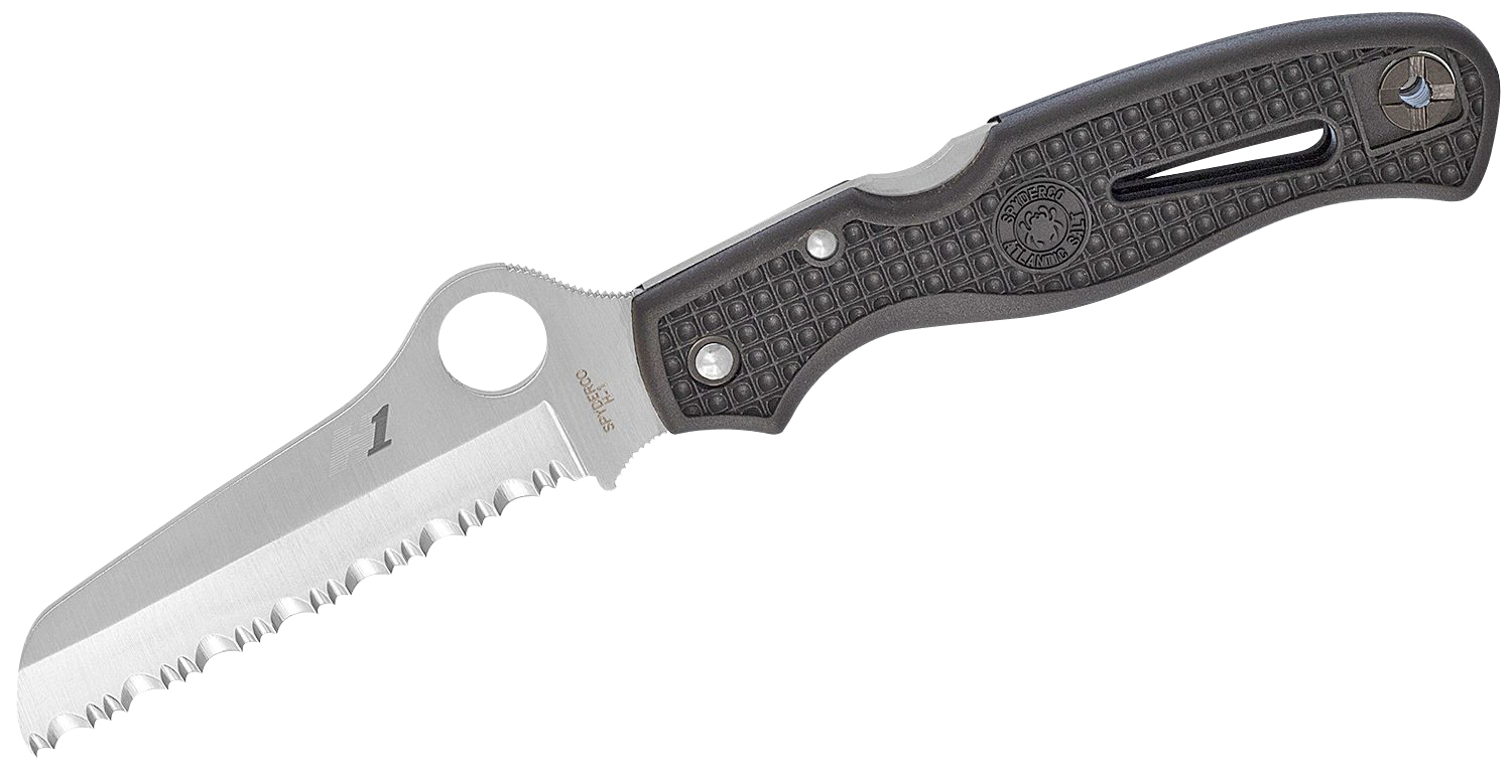 Spyderco C89SBK Atlantic Salt 3.69″ Folding Sheepsfoot Serrated H1 Steel Blade Black Molded FRN Handle Includes Pocket Clip