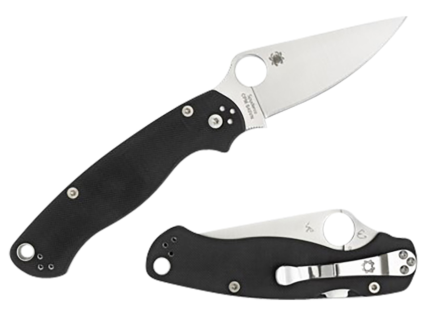 Spyderco C81GPLE2 Para Military 2 3.42″ Folding Plain Satin CPM S45VN SS Blade Black Textured G10 Handle Left Hand Includes Pocket Clip