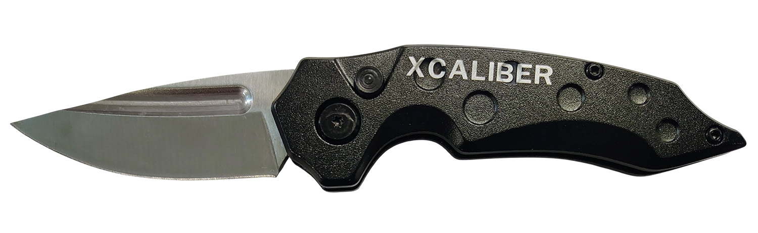 Xcaliber Knife Company  Switch Blade  2.41″ Folding Drop Point Plain Stainless D2 Steel Blade. 4.15″ Aluminum Handle