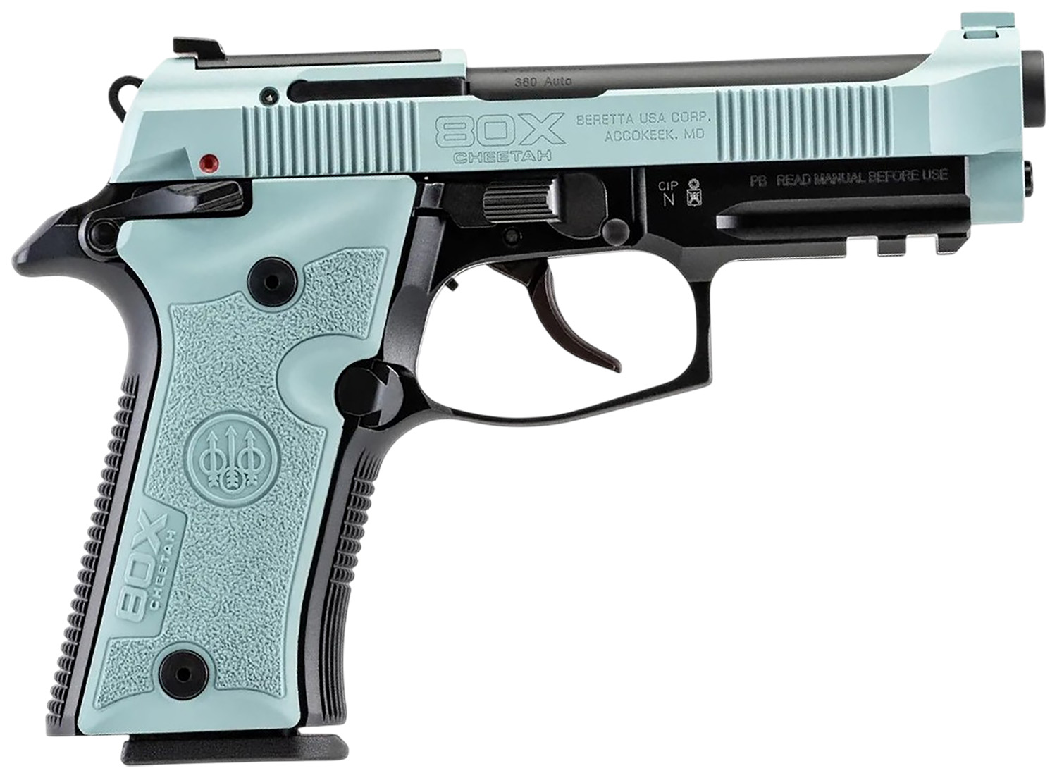 Beretta USA SPEC0715A 80X Cheetah Tactical Micro-Compact Frame 380 ACP 10+1 4.40″ Black Barrel, Blue Steel Optic Ready/Serrated Slide, Blue Aluminum Frame w/Beavertail & Picatinny Rail, Vertec Grip