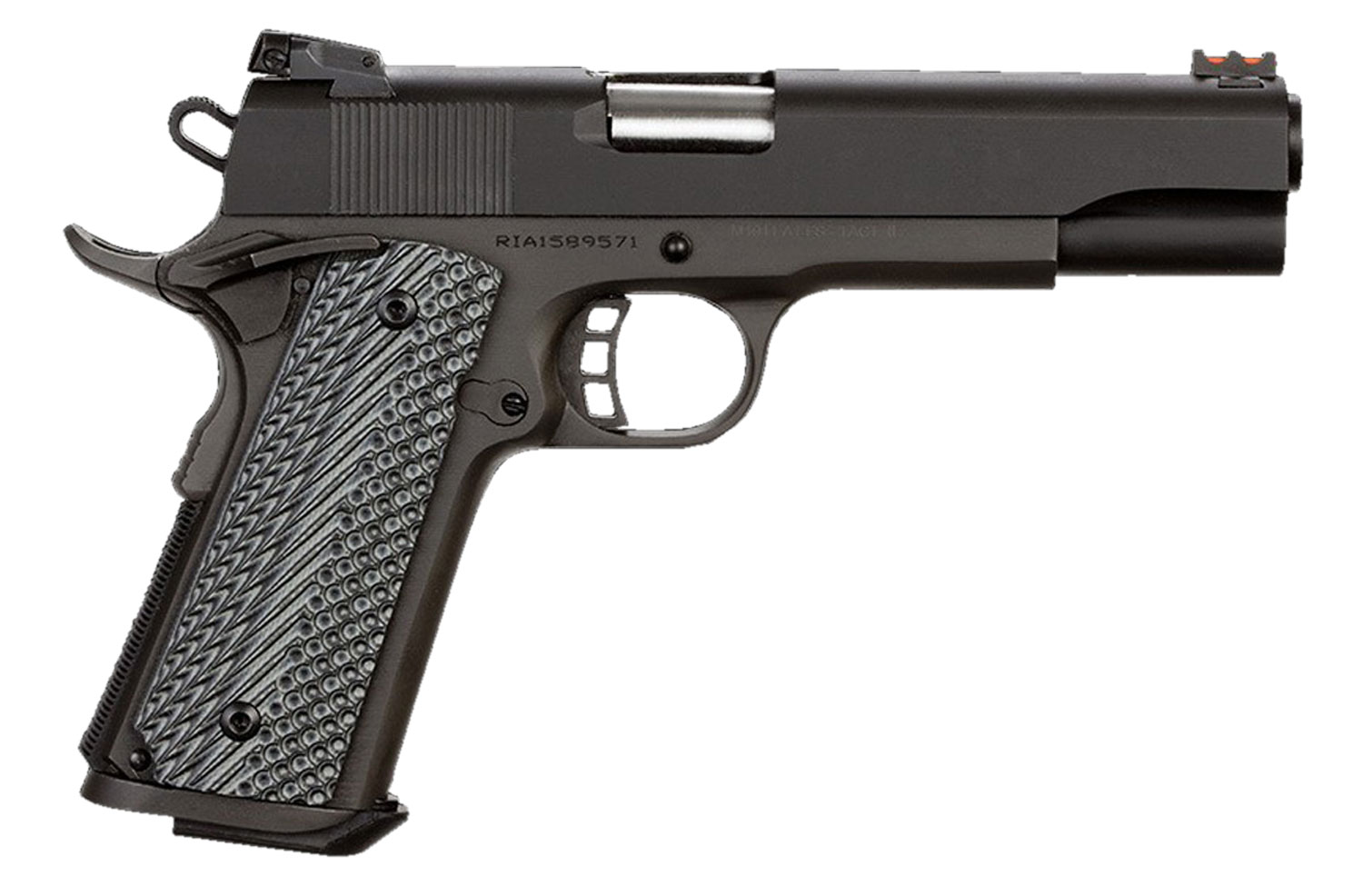 Rock Island 51719 Rock Ultra FS 40 S&W Caliber with 5″ Barrel, 8+1 Capacity, Overall Black Parkerized Finish Steel, Beavertail Frame, Serrated Slide & Black/Gray G10 Grip