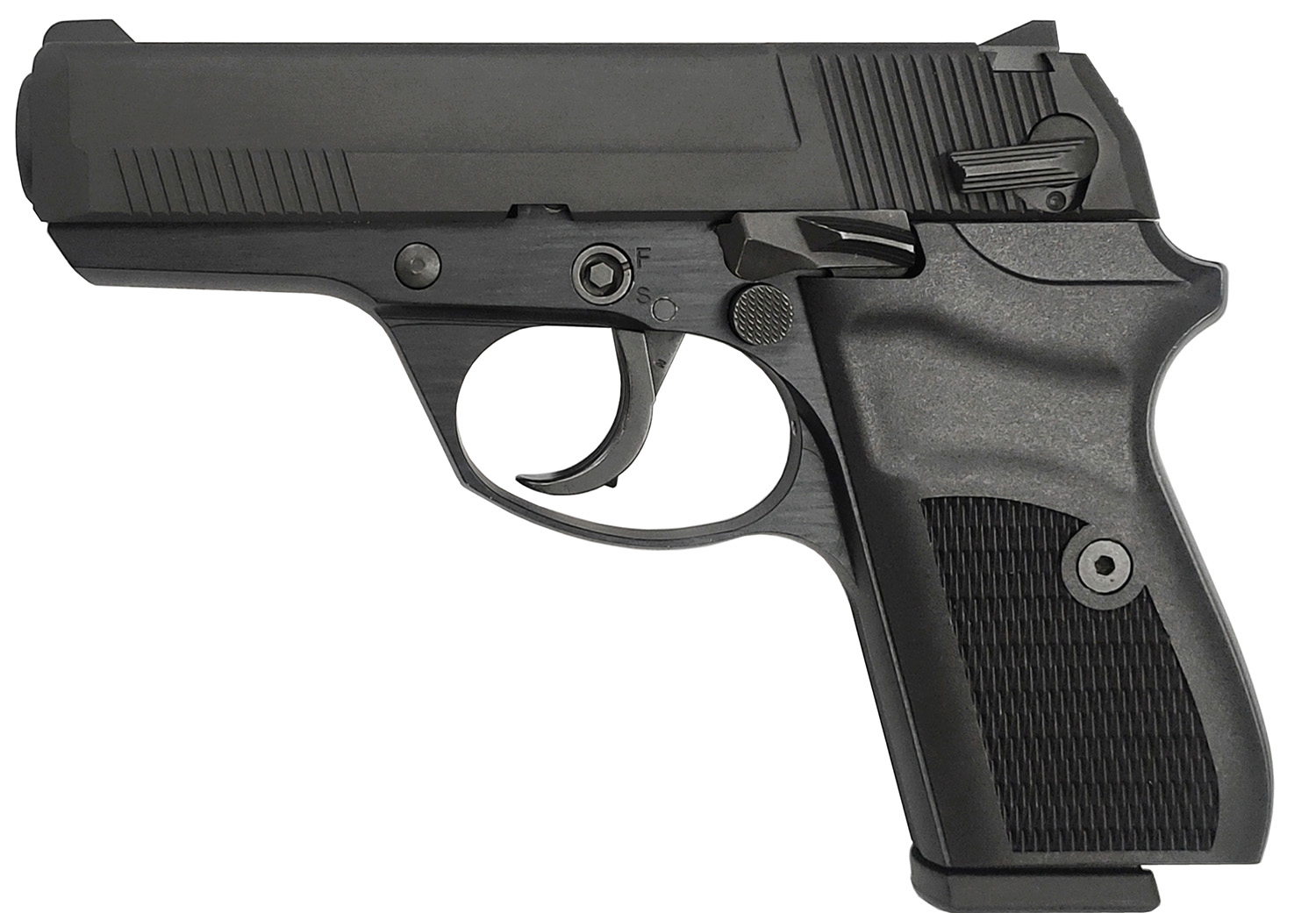 Rock Island 56798 LI380  Compact 380 ACP 8+1, 3.55″ Black Steel Barrel, Black Parkerized Serrated Slide, Black Parkerized Steel Frame w/Beavertail, Black Polymer Grip