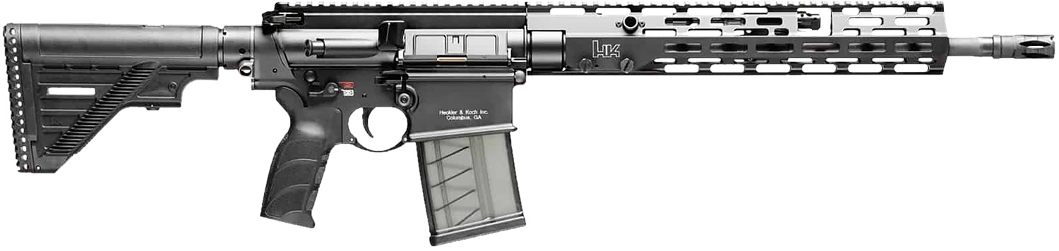 HK 81000830 MR762 A4 7.62x51mm 10+1 16.50″ Black Threaded Barrel, Black Picatinny Rail, M-LOK Handguard, 6 Position Black Synthetic Stock, Black Finger Grooved Grip, Ambidextrous