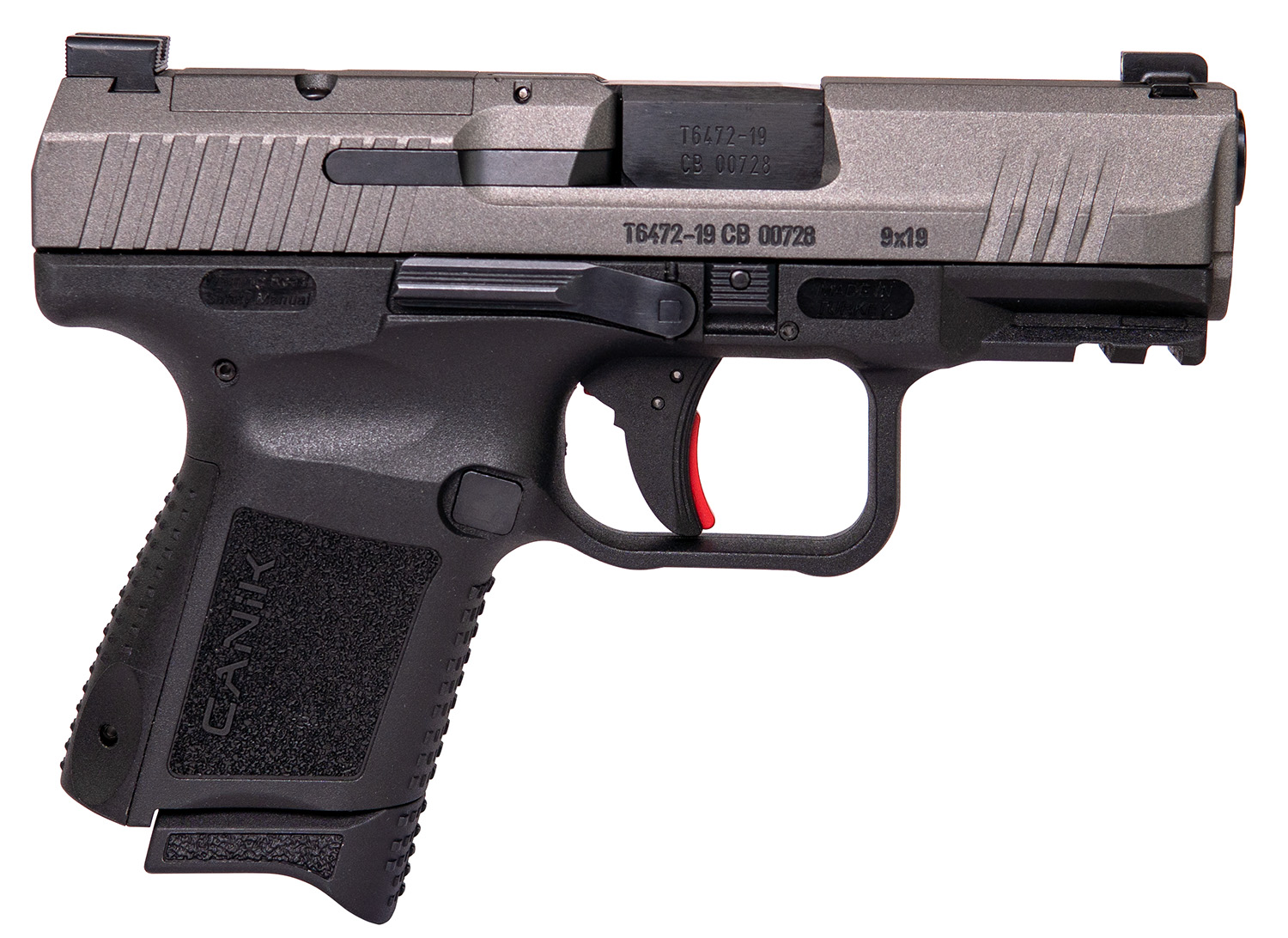 Canik HG5610TN TP9 Elite Subcompact 9mm Luger 3.60″ 15+1,12+1 Black Frame with with Optic Cut Tungsten Gray Cerakote Steel Slide, Interchangeable Backstrap Grip & Picatinny Rail
