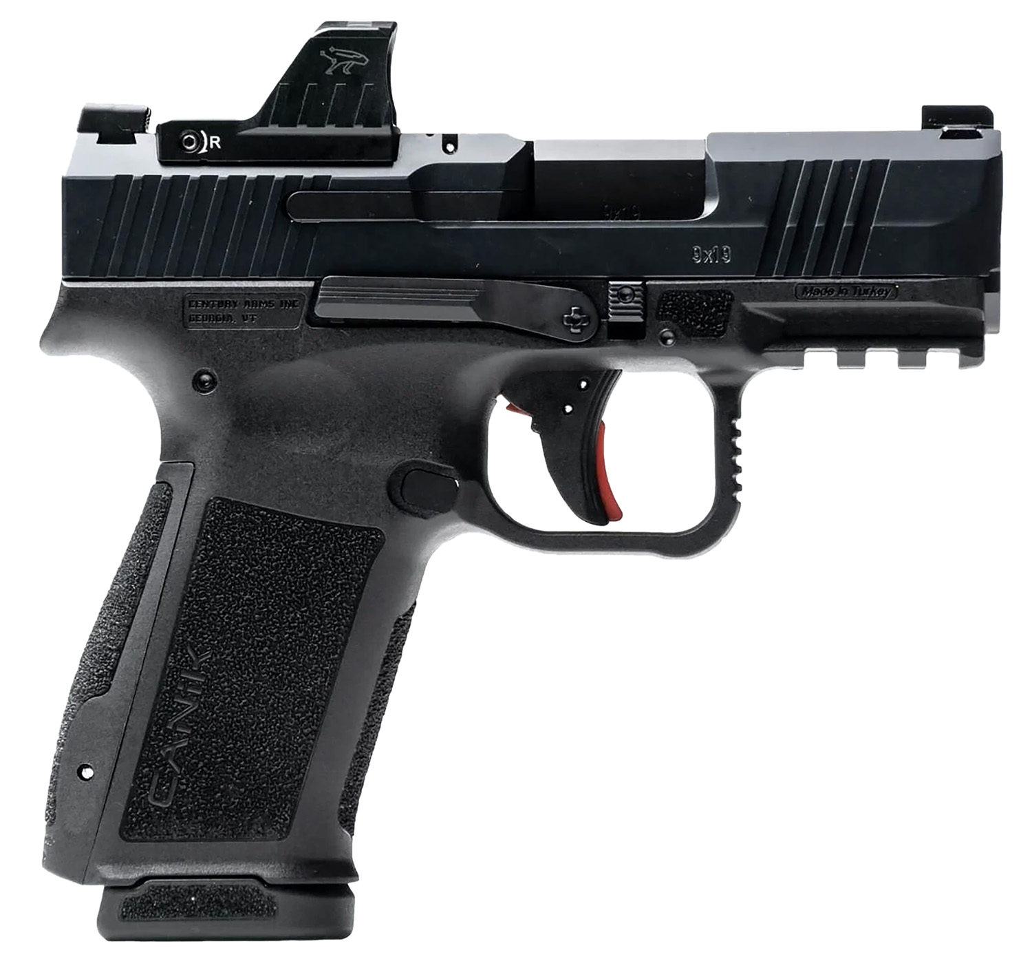 Canik HG7882VN Mete MC9L w/Optic 17+1 9mm Luger Black Sub-Compact Frame 3.18″ Steel Barrel Black, Nitride Serrated Steel Slide, Black Polymer Frame w/Picatinny Rail, MeCanik MO1 Red Dot