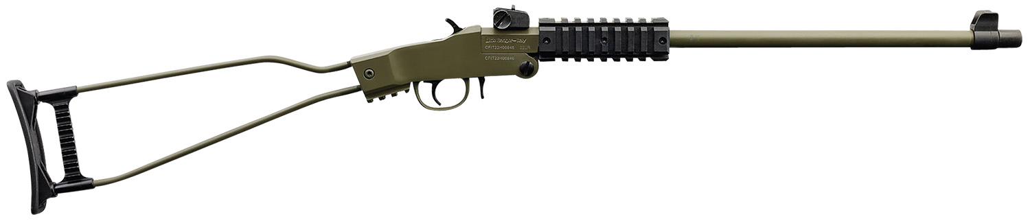 Chiappa Firearms 500266 Little Badger Full Size 22 LR 1 Shot, 16.50″ OD Green Cerakote Steel Threaded Barrel, OD Green Cerakote Quad Picatinny Receiver, OD Green Cerakote Underfolding Wire Frame Stoc