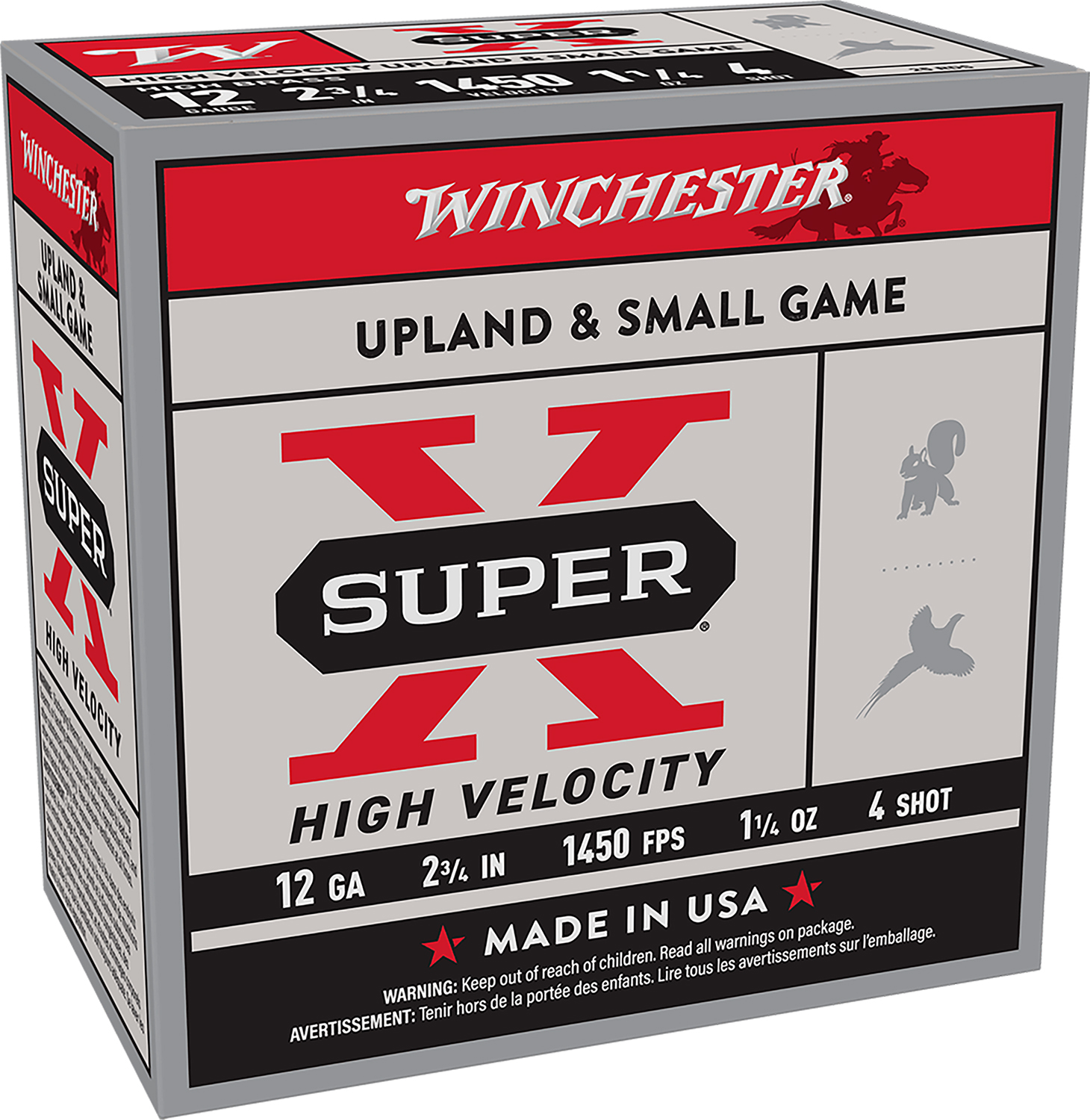 Winchester Ammo X12HV4 Super X High Velocity 12Gauge 2.75″ 1 1/4oz 4Shot 25 Per Box/10 Case