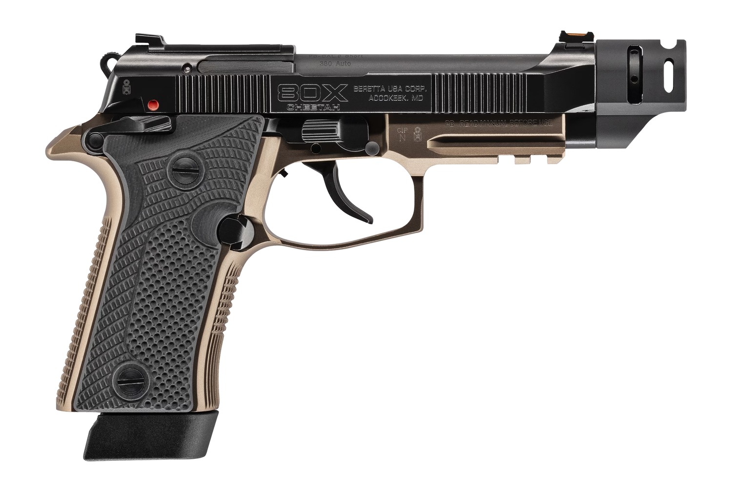 Beretta USA J80XTACLED10 80X Cheetah Tactical Urban Micro-Compact Frame 380 ACP 10+1 4.40″ Threaded Barrel, Optic Ready/Serrated Slide, Steel Frame w/Picatinny Rail, Vertec Grip