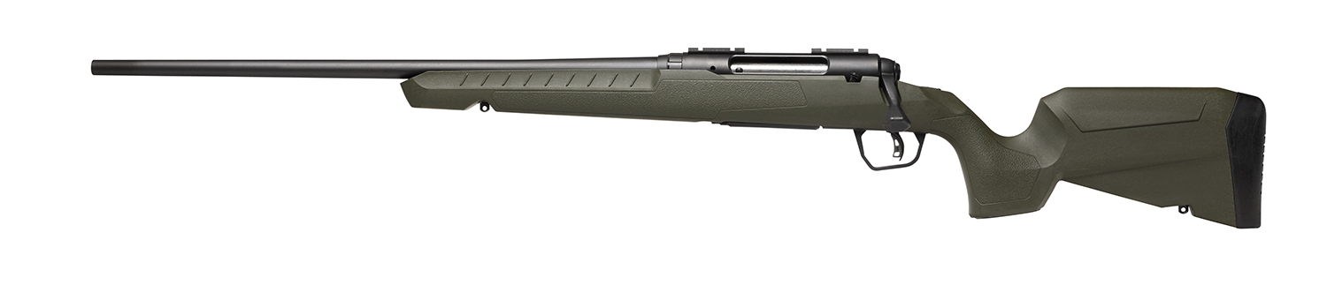 Savage Arms 32130 Axis 2 Compact 7mm-08 Rem 4+1 20″ Matte Black Heavy Sporter Barrel, Matte Black Drilled & Tapped Carbon Steel Receiver, Fixed OD Green Synthetic Stock, Left Hand