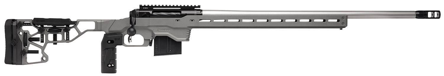 Savage Arms 57558 110 Elite Precision 6mm Creedmoor 10+1 26″ Matte Stainless, Matte Black Rec, Gray Cerakote Adjustable MDT ACC Aluminum Chassis Stock (MB Not Included)