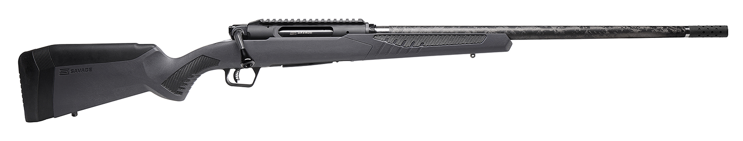 Savage Arms 57897 Impulse Mountain Hunter 6.5 PRC 2+1 24″ Carbon Fiber Threaded Barrel Black Aluminum Receiver w/Picatinny Rail, Gray AccuStock Synthetic Stock, Ambidextrous