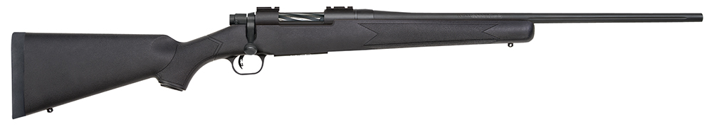 Mossberg 27843 Patriot  Full Size 22-250 Rem 5+1 22″ Matte Blued Fluted Barrel, Drilled & Tapped Matte Blued Stainless Steel Receiver, Black Fixed Synthetic Stock, Right Hand