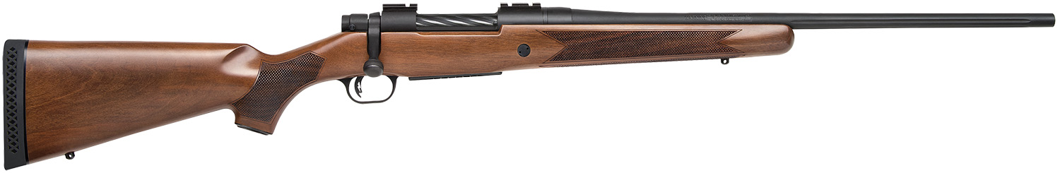 Mossberg 27890 Patriot  Full Size 30-06 Springfield 5+1 22″ Matte Blued Fluted Barrel, Drilled & Tapped Matte Blued Stainless Steel Receiver, Walnut Fixed Stock, Right Hand