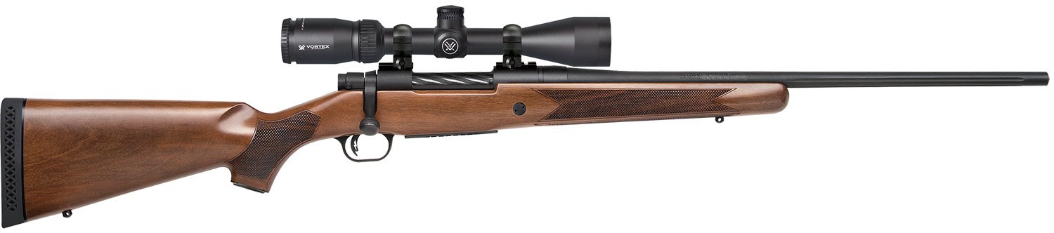 Mossberg 27942 Patriot 30-06 Springfield Caliber with 5+1 Capacity, 22″ Fluted Barrel, Matte Blued Metal Finish & Walnut Stock Right Hand (Full Size) Includes Vortex Crossfire II 3-9x40mm Scope