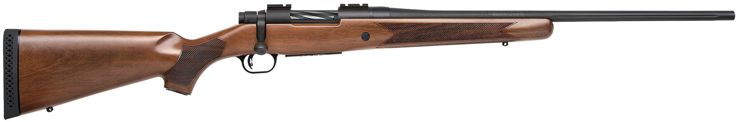 Mossberg 28026 Patriot  Full Size 6.5 Creedmoor 5+1 22″ Matte Blued Fluted Barrel, Drilled & Tapped Matte Blued Stainless Steel Receiver, Fixed Walnut Stock, Right Hand