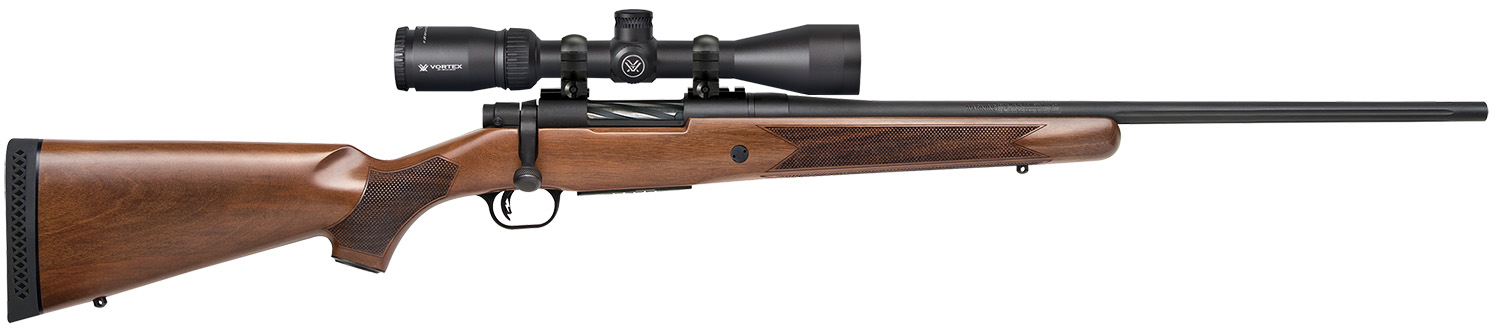 Mossberg 28058 Patriot 7mm-08 Rem Caliber with 5+1 Capacity, 22″ Fluted Barrel, Matte Blued Metal Finish & Walnut Stock Right Hand (Full Size) Includes Vortex Crossfire II 3-9x40mm Scope