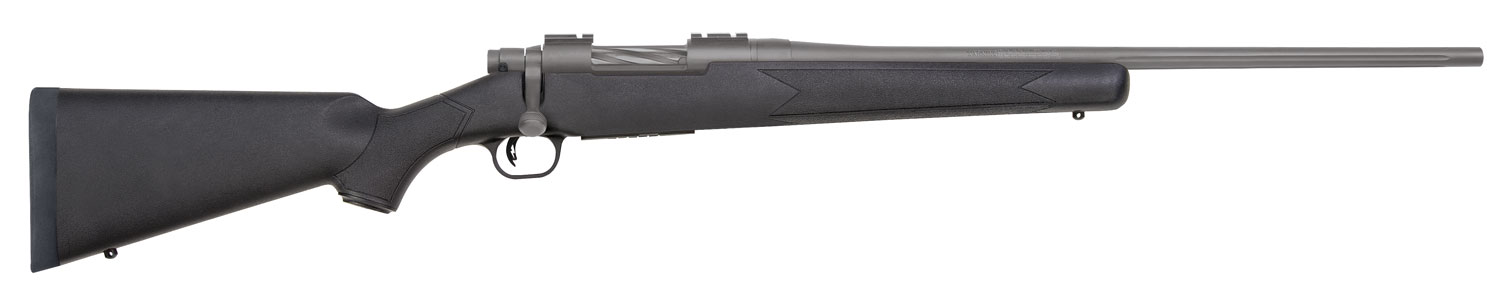Mossberg 28069 Patriot  Full Size 25-06 Rem 5+1 22″ Stainless Cerakote Fluted Barrel, Drilled & Tapped Cerakote Stainless Steel Receiver, Black Fixed Synthetic Stock, Right Hand