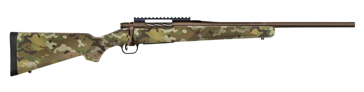 Mossberg 28284 Patriot  Compact 7mm PRC 3+1 20″ Patriot Brown Cerakote Threaded Bull Barrel, Patriot Brown Cerakote Steel Receiver w/Picatinny Rail, MultiCam Fixed Synthetic Stock