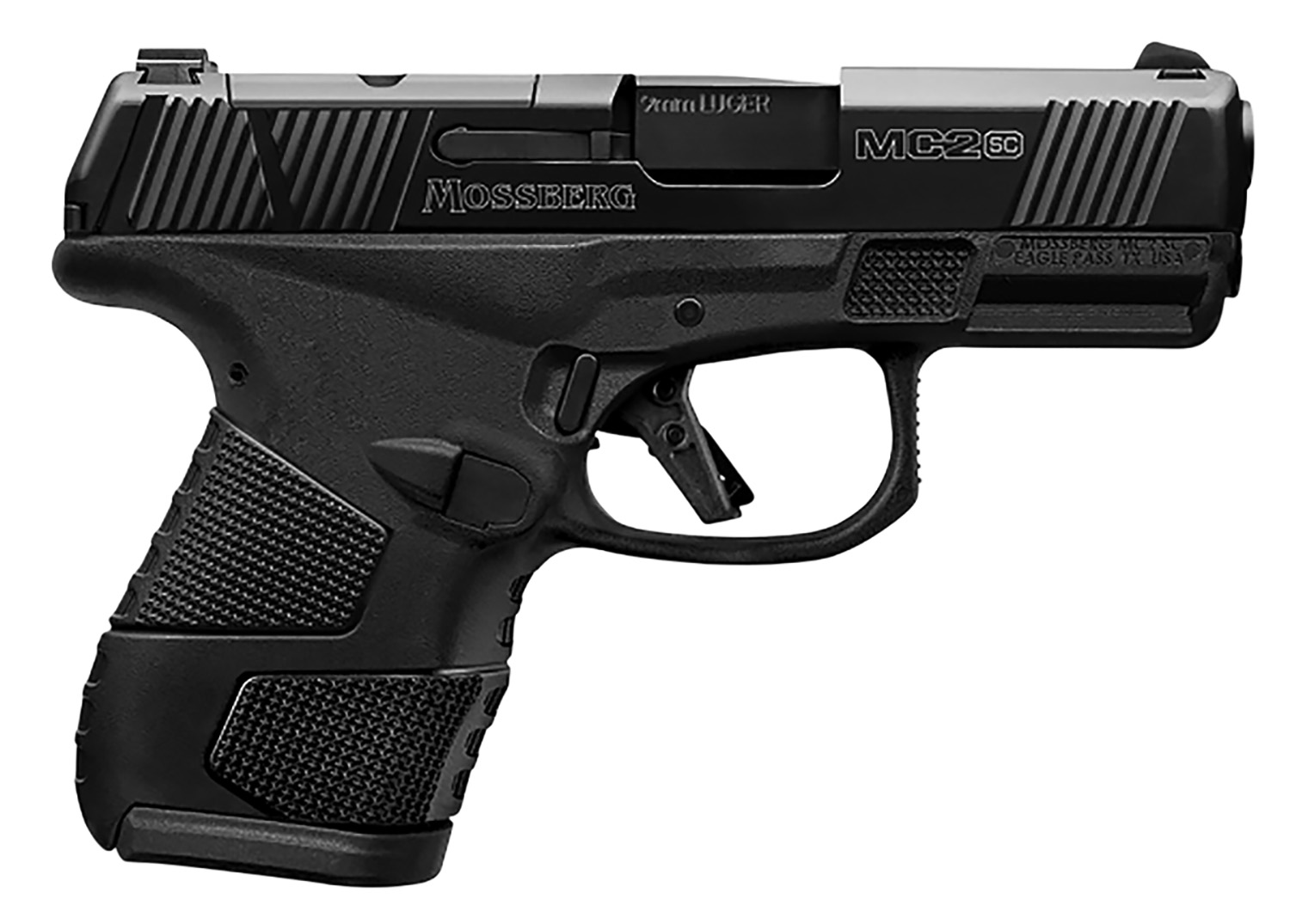 Mossberg 89045 MC2sc Sub-Compact 9mm Luger 3.40″ 10+1 Matte Black DLC Stainless Steel with Optics Cut Aggressive Textured Black Polymer Grip with Cross-Bolt Safety