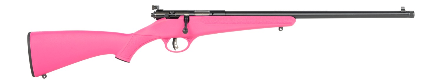Savage Arms  Rascal F-SR 22 LR 1rd 16.13″ Matte Black Single Shot Threaded Barrel, Pink Synthetic Stock, Right Hand