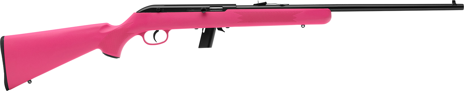 Savage Arms 40218 64 F Full Size 22 LR 10+1 21″ Matte Black Carbon Steel Barrel, Matte Black Grooved Carbon Steel Receiver, Pink Fixed Synthetic Stock, Right Hand