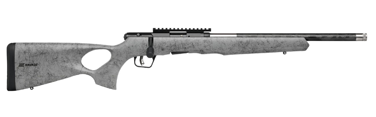 SAVAGE ARMS B17 17HMR BL/GRY 18″ CARBON TB