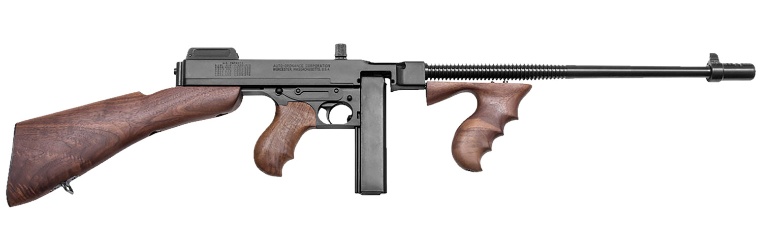 Thompson T1B 1927A-1 Deluxe 45 ACP Caliber with 16.50″ Barrel, 20+1 Capacity Stick Magazine, Blued Metal Finish, Walnut Removable Fixed Stock & Wood Grip Right Hand