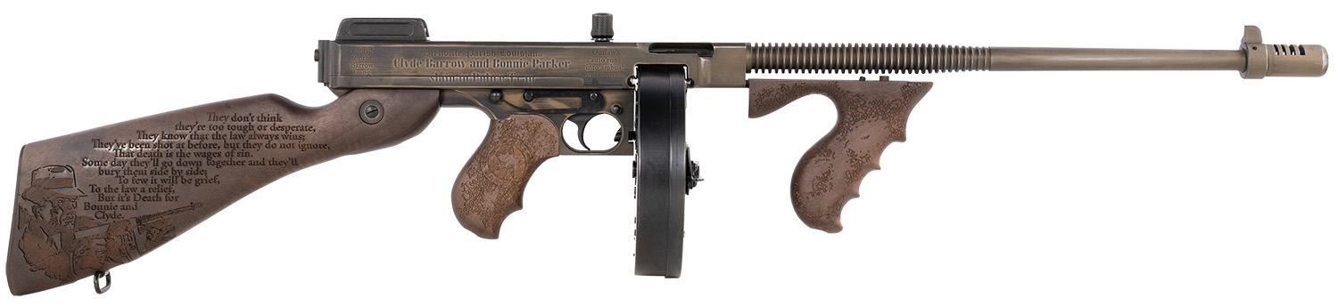 Thompson T150DC6 1927A-1 Bonnie & Clyde .45 Cal 50+1 18″ Finned Barrel, Aluminum Receiver Fixed Stock