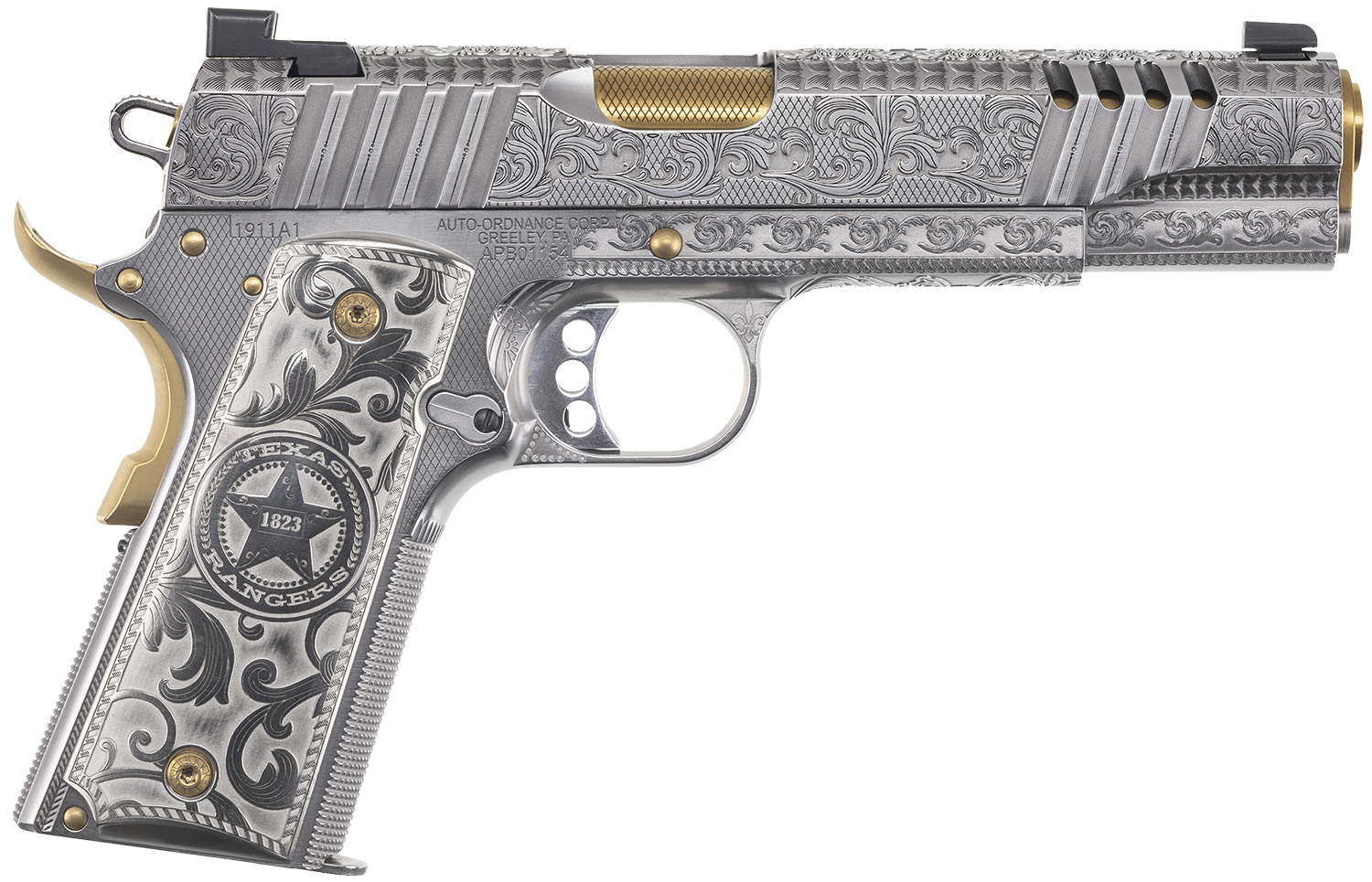 Auto-Ordnance 1911TCAC17 Texas Ranger Special Edition 45 ACP 7+1 5″ Gold Plated PVD